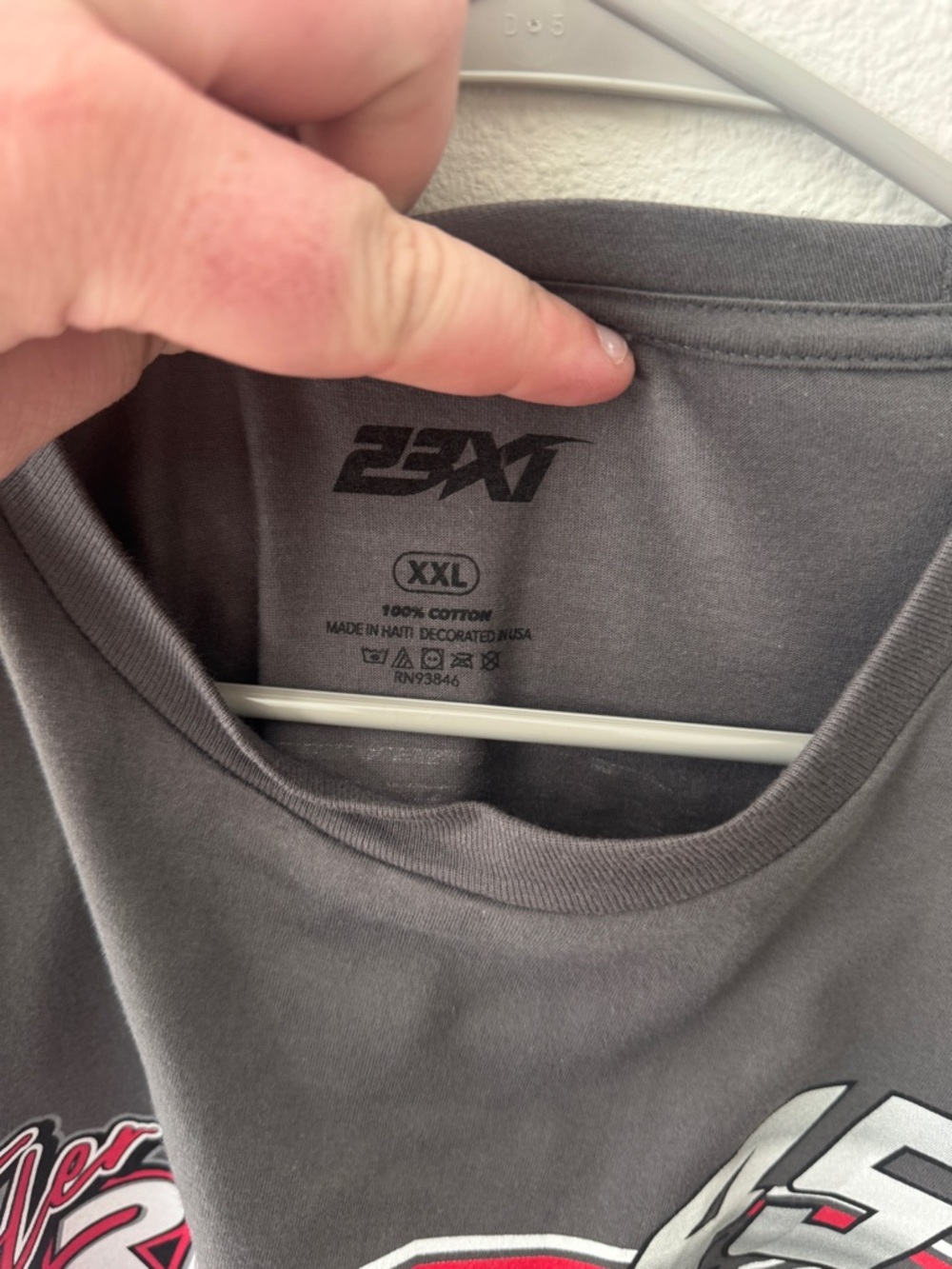Next Level Apparel Gray Tyler Reddick 45 Graphic Tee with Red and White Accents - Picture 2 of 3